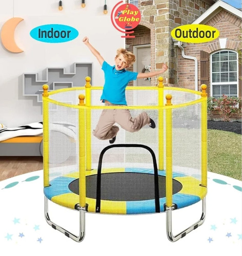 Cama Elástica Infantil 140 Cm Para Niños Negro Amarillo