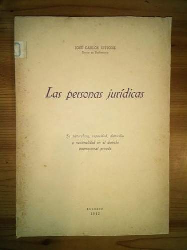 Libro Las Personas Jurídicas José Carlos Vittone Firmado