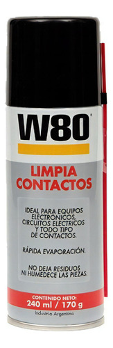 Limpia Contactos W80 Aerosol 240ml Desengrasante Electronic Color Gris Corriente Nominal 0 A Voltaje Nominal 0v