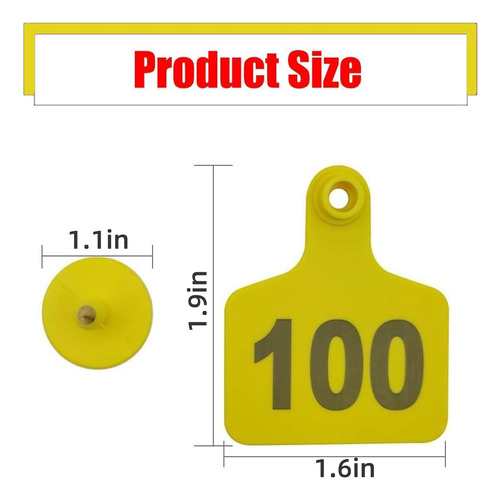 001-100 Aretes Para Cerdo Ganado Numeros Láser Con Pinza