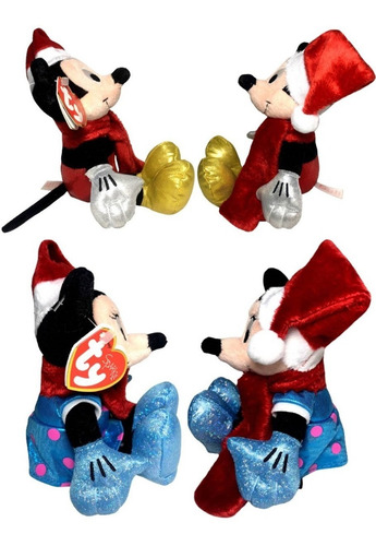 Imagem 3 de 5 de Kit Bonecos Pelúcia P Casal Natal Disney : Minnie + Mickey