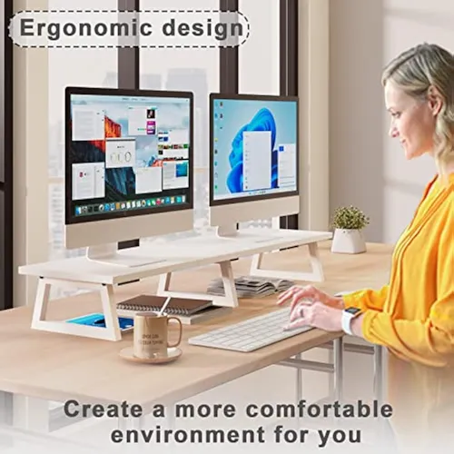 Teamix - Soporte Para Elevar 2 Monitores, Color