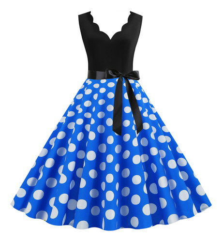 Minivestido Corto Estampado Sin Mangas Con Cuello En V Para