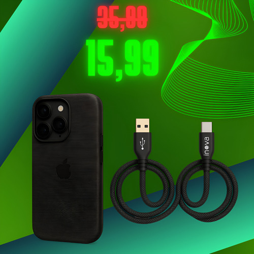 Kit Capa De Silicone iPhone 15 Pro E Cabo Carregador Tipo-c