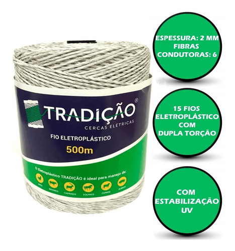 Imagem 2 de 4 de Fio Para Cerca Elétrica Rural Eletroplastico - Rolo 500m