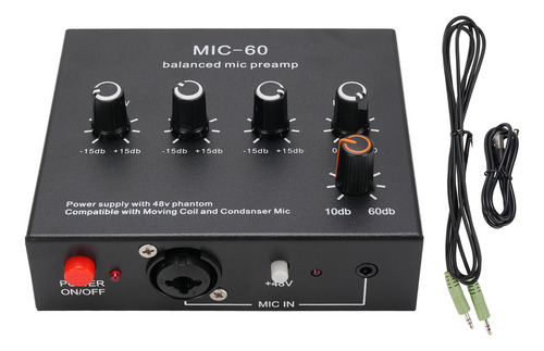 Mic Pre Amp Microphone Preamp Gain Booster 48v Power Supply