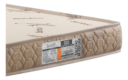 Colchão Para Cama Box Solteiro Sensor 188cm X 88cm X 14cm Espuma D33 Confortável Anti Alérgico