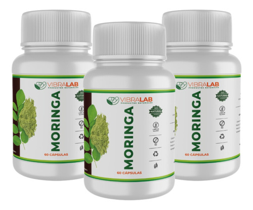 Pack 3 Moringa 100% Pura Vibralab 500 Mg 180 Capsulas