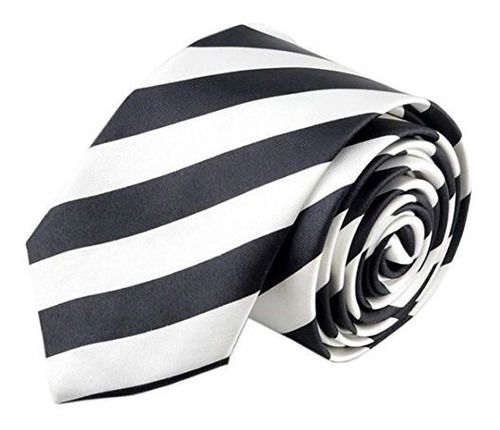 Imagen 1 de 5 de Hola Corbata Unisex Rayas Blanco Negro 2 Corbata Delgada C