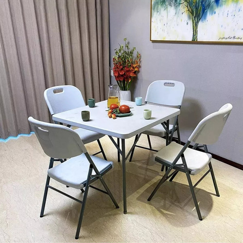 Silla Plegable Plástico Reforzado Eventos Fiestas 10piezas Color Blanco
