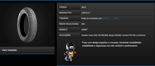 Pneu Traseiro Suzuki Gs500 150/70-17 Technic Sport Sc