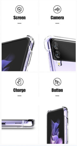 Imagen 6 de 9 de Funda Anticaidas Protector Rigido Clear Galaxy Z Flip3