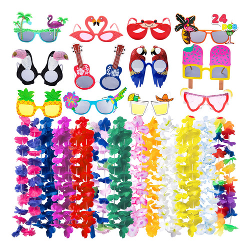 Set De Gafas De Fiesta Y Leis Hawaianos Joyin Luau Party X12