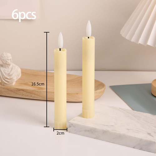 6 Piezas De Velas De Pilar Led Velas Cónicas Sin Llama