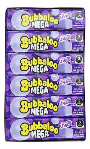 Chicle Bubbaloo Mega Sabor Uva 18pz Goma De Mascar Morado