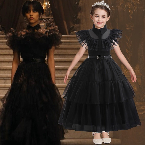 . Vestido Gótica Addams De Miércoles For Niñas Merlina Adams