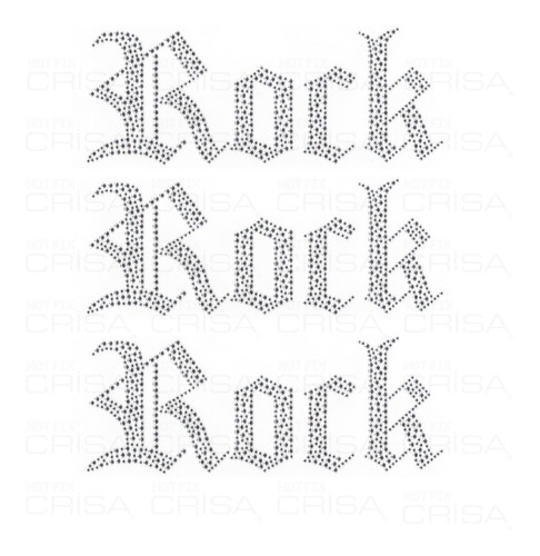 Plancha De Strass Tacha Termoadhesiva Frase Rock Hotfix 3u.
