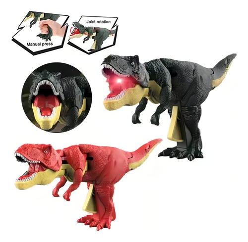 2 juguetes de dinosaurio Zaza Trigger T-rex, con sonido de color rojo y verde