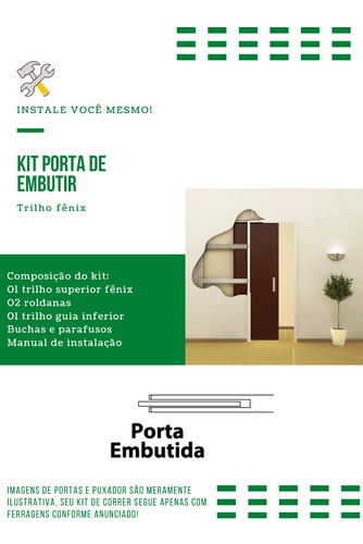 Kit P/ Porta Correr Embutir 28x35 Fenix 1,60m Natural Fna-4