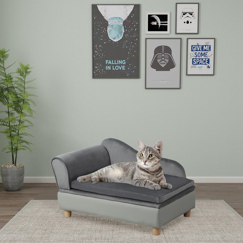Cama Sofá Para Mascotas Con Almacenamiento Gris