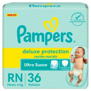 Pañales Pampers Deluxe Protection Recién Nacido. Talle RN, 36 Un