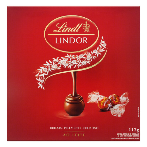 Trufa de Chocolate Suíço ao Leite Recheio Cremoso Lindt Lindor Caixa 112g 9 Unidades