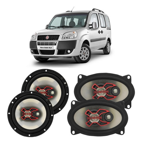 Kit Alto Falante Fiat Doblo 2001 A 2009 Bravox 180w 4 Portas