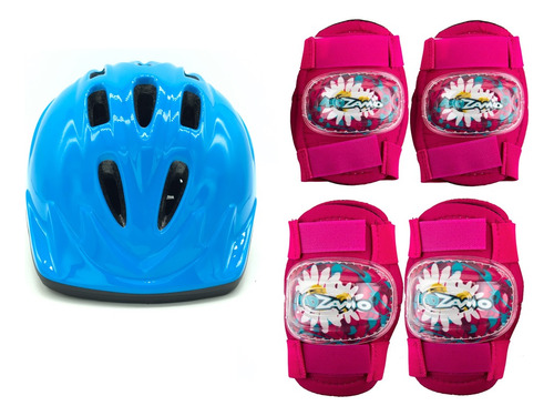 Kidzamo Pz-11 Kit Proteção Infantil Capacete Para Bicicleta Patins Skate