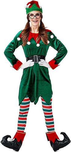 Disfraz De Duende Navidad Elfo Elf Ayudante De Santa Claus Para Damas Mujer Envio Gratis