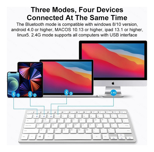 Teclado Inalámbrico Bluetooth For Macbook Ios iPad Mac