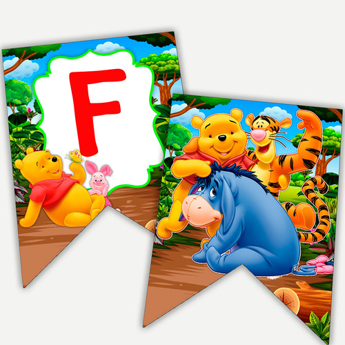 Banderines Cumpleaños Imprimibles Personalizados Winnie Pooh