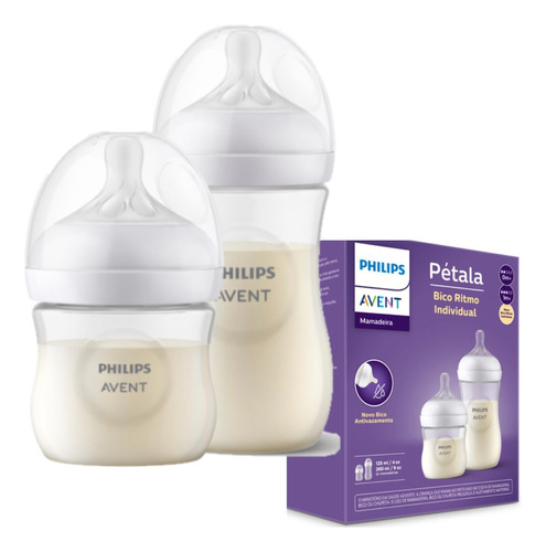 Kit Duplo Mamadeiras Pétala 125ml E 260ml - Scd838/26 Avent