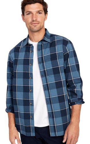 Camisa Hombre Old Navy Manga Larga Everyday Con Diseño Azul