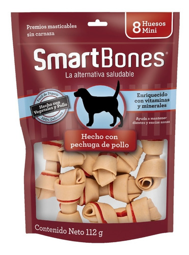 Smartbones Premios Perros Huesitos Pollo Veg Sin Carnaza 8pz