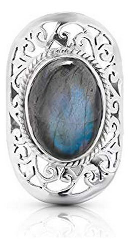 Koral Jewelry Labradorita Tribal Anillo De Encaje Vintage Pl