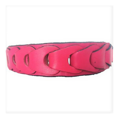 Collar Elegante Cómodo En Piel Para Raza Grande Trenzado Color Rosa Tamaño Del Collar Mediano-grande