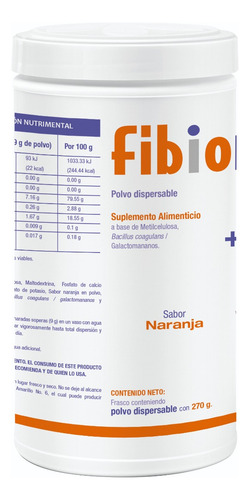 Fibiomet Probiótico + Prebiótico Polvo Sabor Naranja 270 Gr