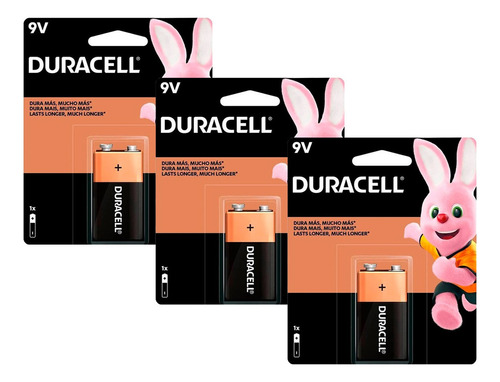 Kit Combo 3 Duracell Bateria Pilha 9v Alcalina