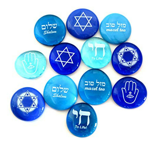 Judaica Glass Stones: Chai, Star Of David, Hamsa, Mazel Tov 