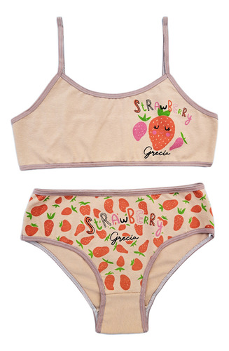 Pack X2 Conjunto Interior Nena Adolescente Top Bombacha Rosa/beige 10