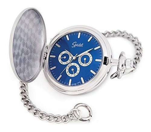 Silverone Speidel Cadena De Reloj De Bolsillo Con Esfera Azu