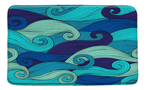 Tapete De Baño Con Ondas Oceánicas, Diseño Abstracto De .