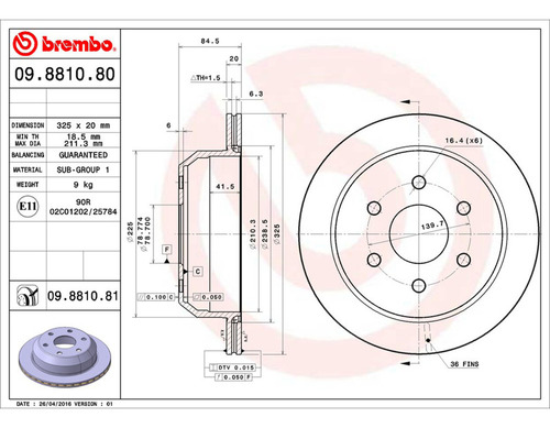 Par Discos Brembo Chevrolet Tahoe Lt 2000 Trasero