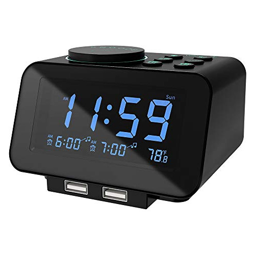 Uscce Digital Alarm Clock Radio - 0-100% Dimmer, Dual 5d1vz