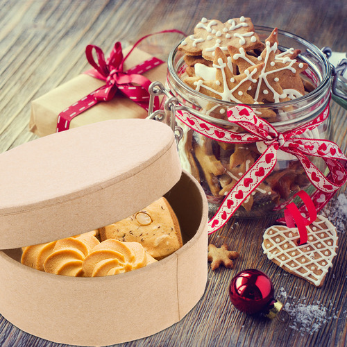 Caja Redonda De Cartón Kraft For Panadería, 5 Unidades