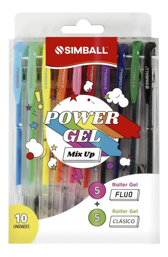 Roller Tinta Gel Power Gel Estuche X 10 Colores  Simball