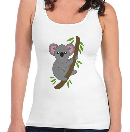 Musculosa Koala Trepando Arbol Con Hojas M5