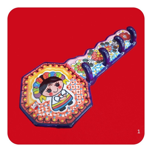 Imagen 3 de 10 de Porta Llaves De Talavera Poblana Perchero Color 27 Cm Prl