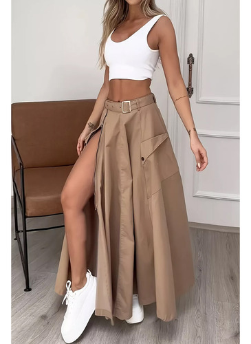 Conjunto Sin Mangas De Dos Piezas Con Chaleco De Falda Con A