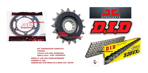 Kit Transmision Xj6f Diversion 10/15 Jt 46/16 Cadena Did Vx3